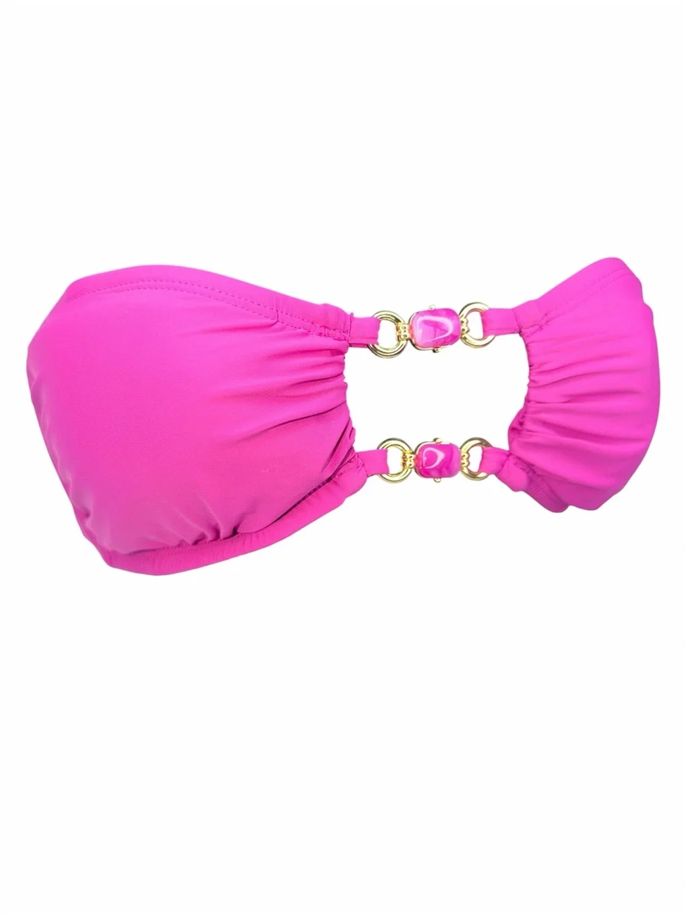 Time and Tru Magenta Gold Ring Bandeau Bikini Top XS 0-2